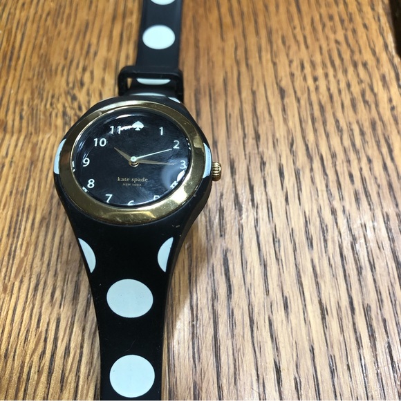 Kate Spade New York Live Colourfully -Black and white rubber band poka dot watch - Picture 5 of 9